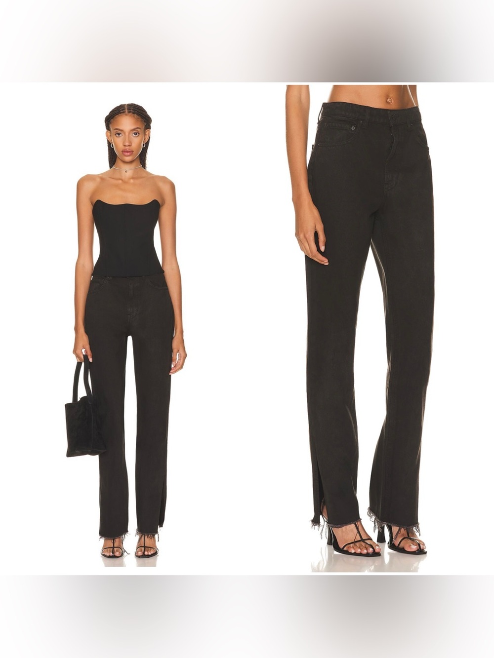 NWT GRLFRND Harlow High Rise Slim Boot with Slit Jeans in “Redwood Grove” black